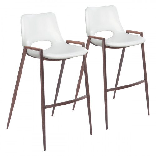 ZUO Desi Bar Chair (Set Of 2) - White/Dark Brown