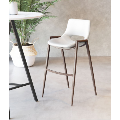 ZUO Desi Bar Chair (Set Of 2) - White/Dark Brown