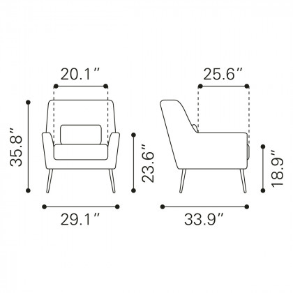 ZUO Ontario Accent Chair - Gray/Black