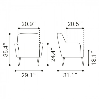 ZUO Tasmania Accent Chair - Gray/Black