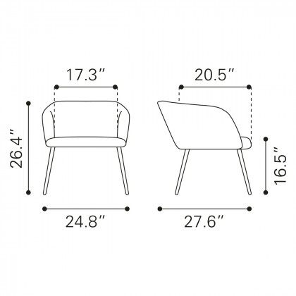 ZUO Papillion Accent Chair - Yellow/Matte Black