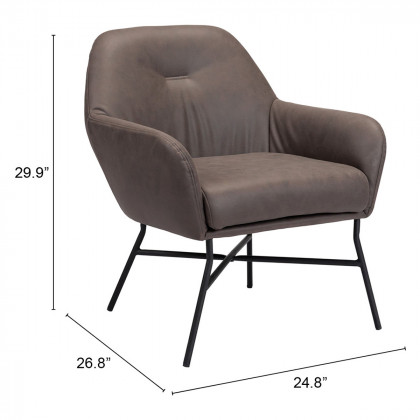 ZUO Hans Accent Chair - Vintage Brown/Matte Black