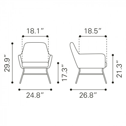 ZUO Hans Accent Chair - Vintage Brown/Matte Black