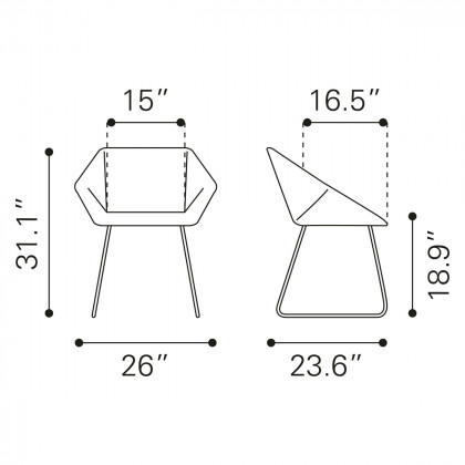 ZUO Miguel Dining Chair - White/Matte Black