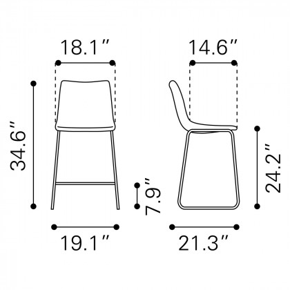 ZUO Smart Counter Chair (Set Of 2) - Charcoal/Matte Black