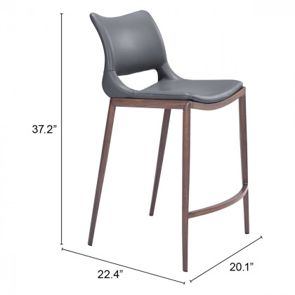 ZUO - Ace Bar Chair in Dark Gray/Brown