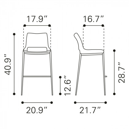 ZUO - Ace Bar Chair in Dark Gray/Brown
