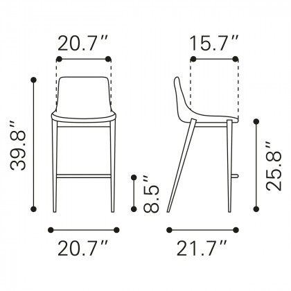 ZUO - Magnus Counter Chair in Dark Gray/Black