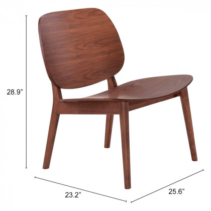 ZUO - Priest Lounge Chair in Walnut
