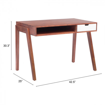 ZUO - Linea Desk in Brown/White