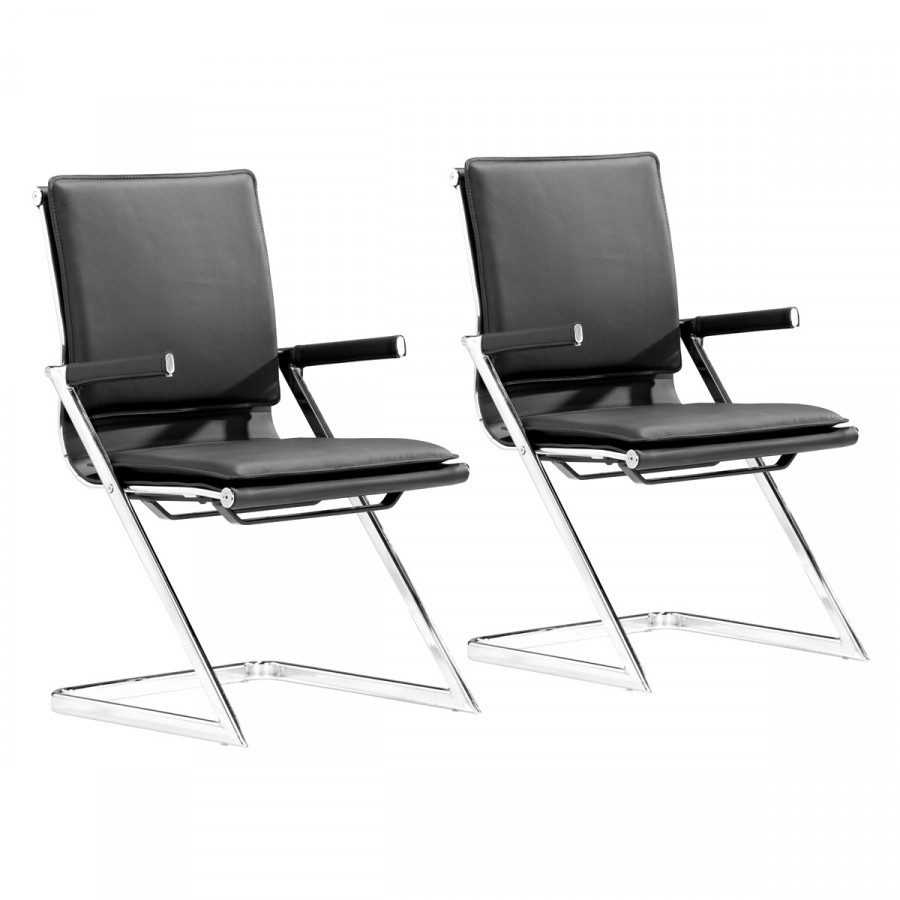 ZUO Lider Plus Conference Chair (Set Of 2) - Black/Silver