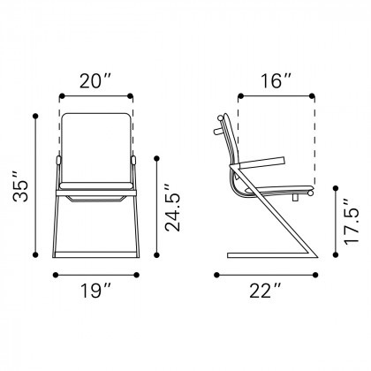 ZUO Lider Plus Conference Chair (Set Of 2) - White/Silver
