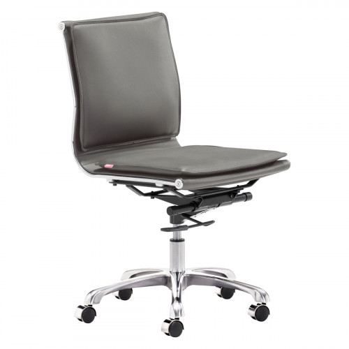 ZUO Lider Plus Armless Office Chair - Gray/Silver