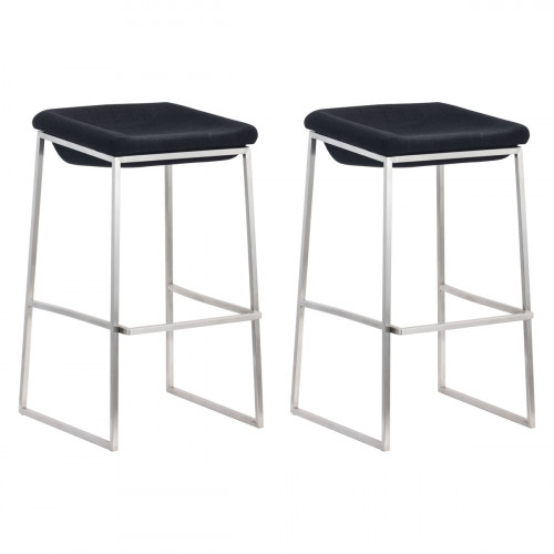 ZUO - Lids Barstool (Set Of 2) in Dark Gray/Silver