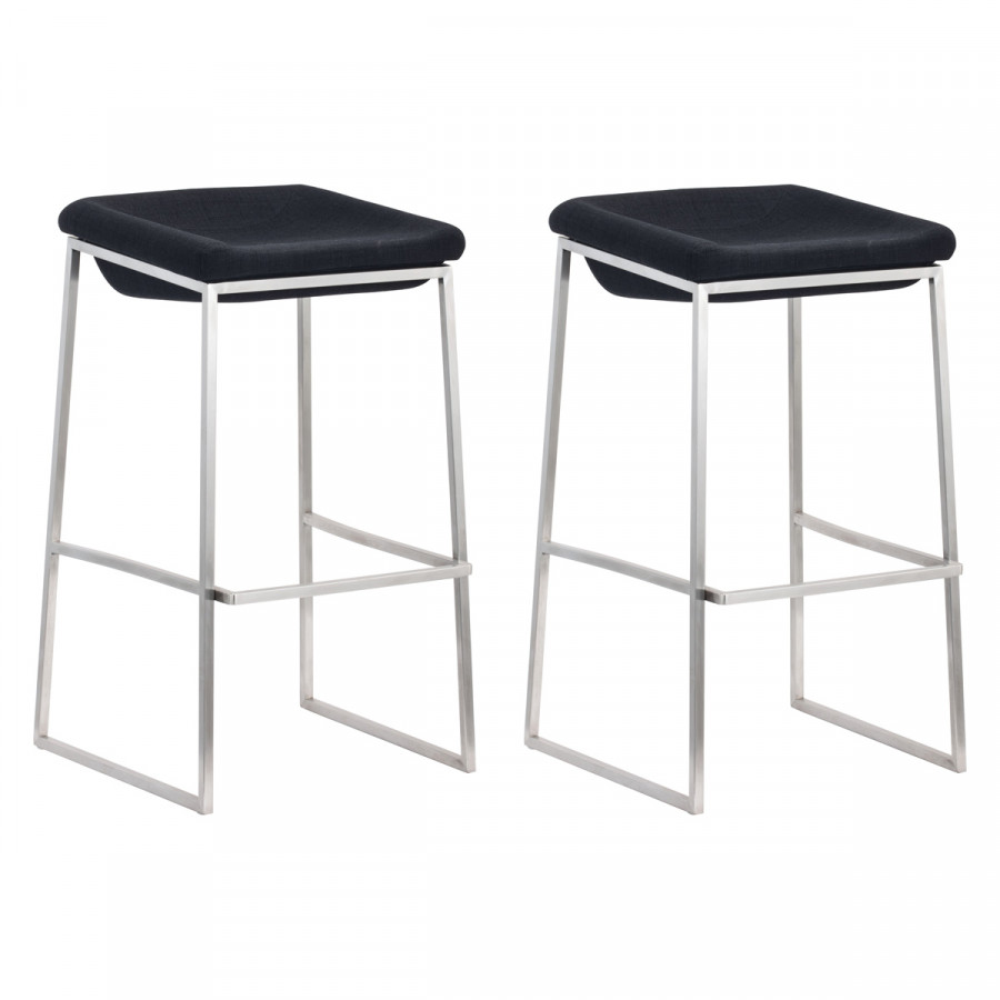 ZUO - Lids Barstool (Set Of 2) in Dark Gray/Silver