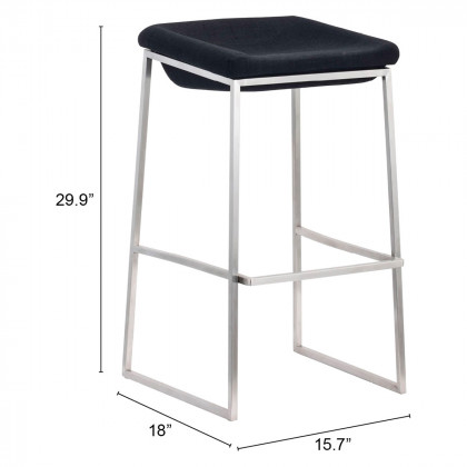 ZUO - Lids Barstool (Set Of 2) in Dark Gray/Silver