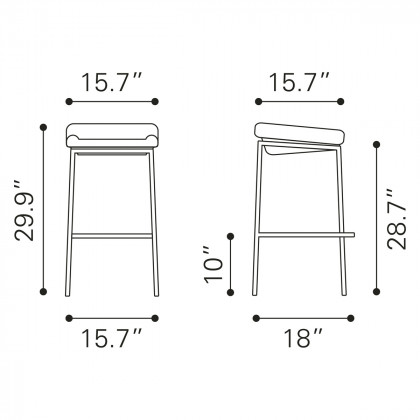ZUO - Lids Barstool (Set Of 2) in Dark Gray/Silver