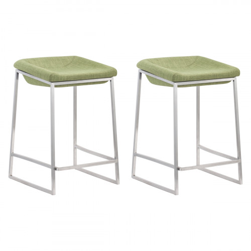 ZUO Lids Counter Stool (Set Of 2) - Green/Silver