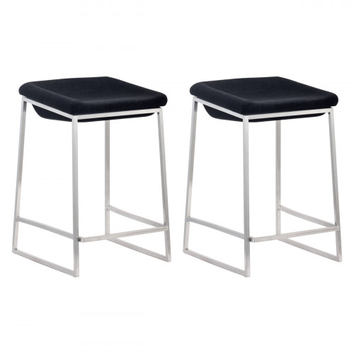 ZUO Lids Counter Stool (Set Of 2) - Dark Gray/Silver
