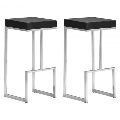 ZUO Darwen Barstool (Set Of 2) - Black/Silver