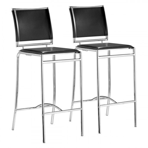 ZUO Soar Bar Chair (Set Of 2) - Black/Silver