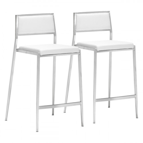 ZUO Dolemite Counter Chair (Set Of 2) - White/Silver