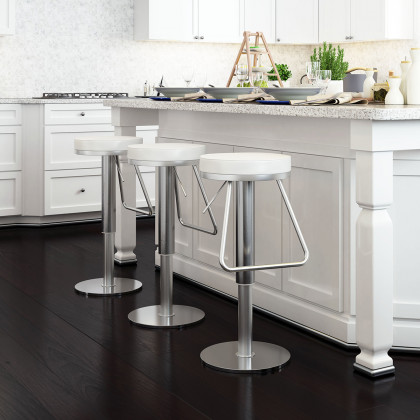 ZUO - Soda Barstool in White/Silver