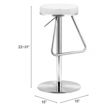 ZUO - Soda Barstool in White/Silver