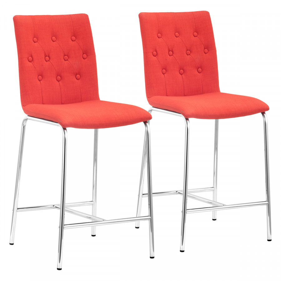 ZUO Uppsala Counter Chair (Set Of 2) - Tangerine/Silver