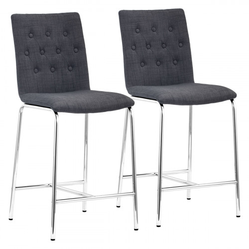 ZUO Uppsala Counter Chair (Set Of 2) - Graphite/Silver