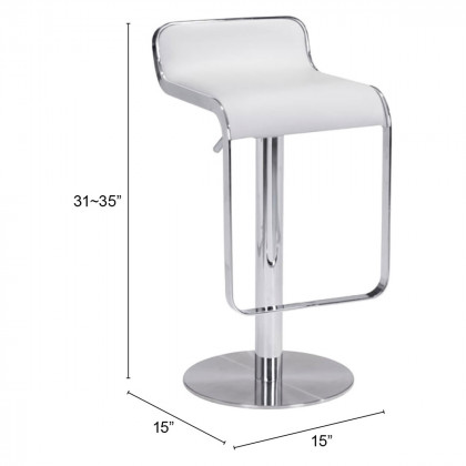 ZUO Equino Barstool - White/Silver