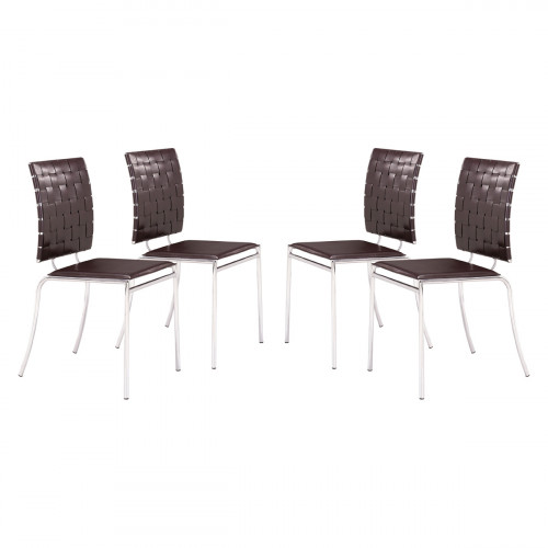 ZUO Criss Cross Dining Chair (Set Of 4) - Espresso/Silver