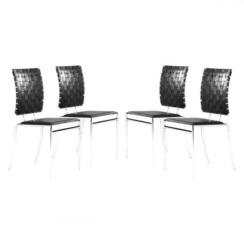ZUO Criss Cross Dining Chair (Set Of 4) - Black/Silver