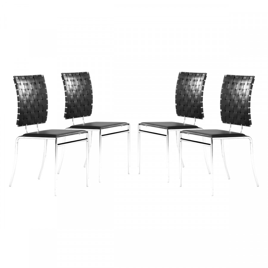 ZUO Criss Cross Dining Chair (Set Of 4) - Black/Silver