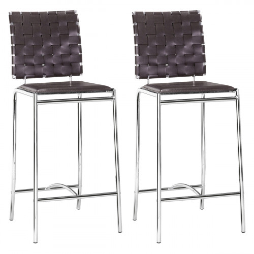 ZUO Criss Cross Counter Chair (Set Of 2) - Espresso/Silver