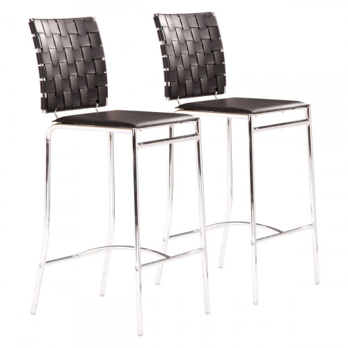 ZUO Criss Cross Counter Chair (Set Of 2) - Black/Silver