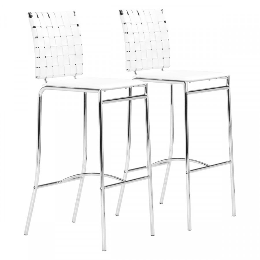 ZUO Criss Cross Bar Chair (Set Of 2) - White/Silver
