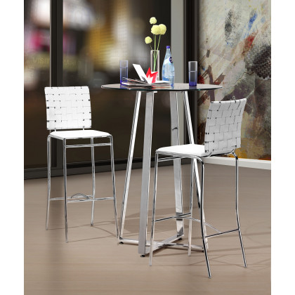 ZUO Criss Cross Bar Chair (Set Of 2) - White/Silver