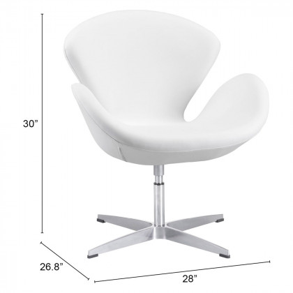 ZUO Pori Occasional Chair - White/Silver