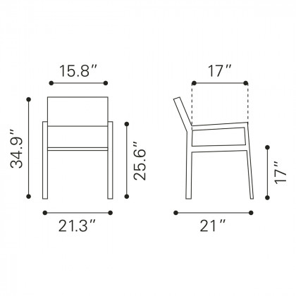ZUO Metropolitan Arm Chair (Set Of 2) - Silver