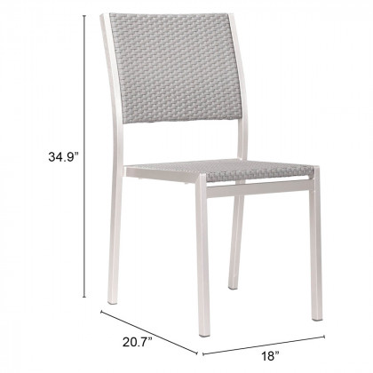 ZUO Metropolitan Armless Chair (Set Of 2) - Silver