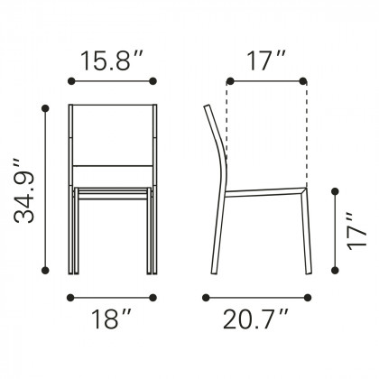 ZUO Metropolitan Armless Chair (Set Of 2) - Silver