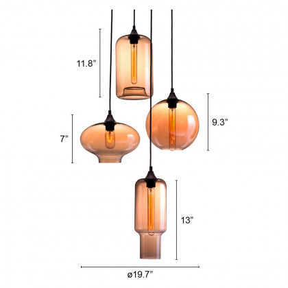 ZUO - Lambie Ceiling Lamp in Rust/Amber