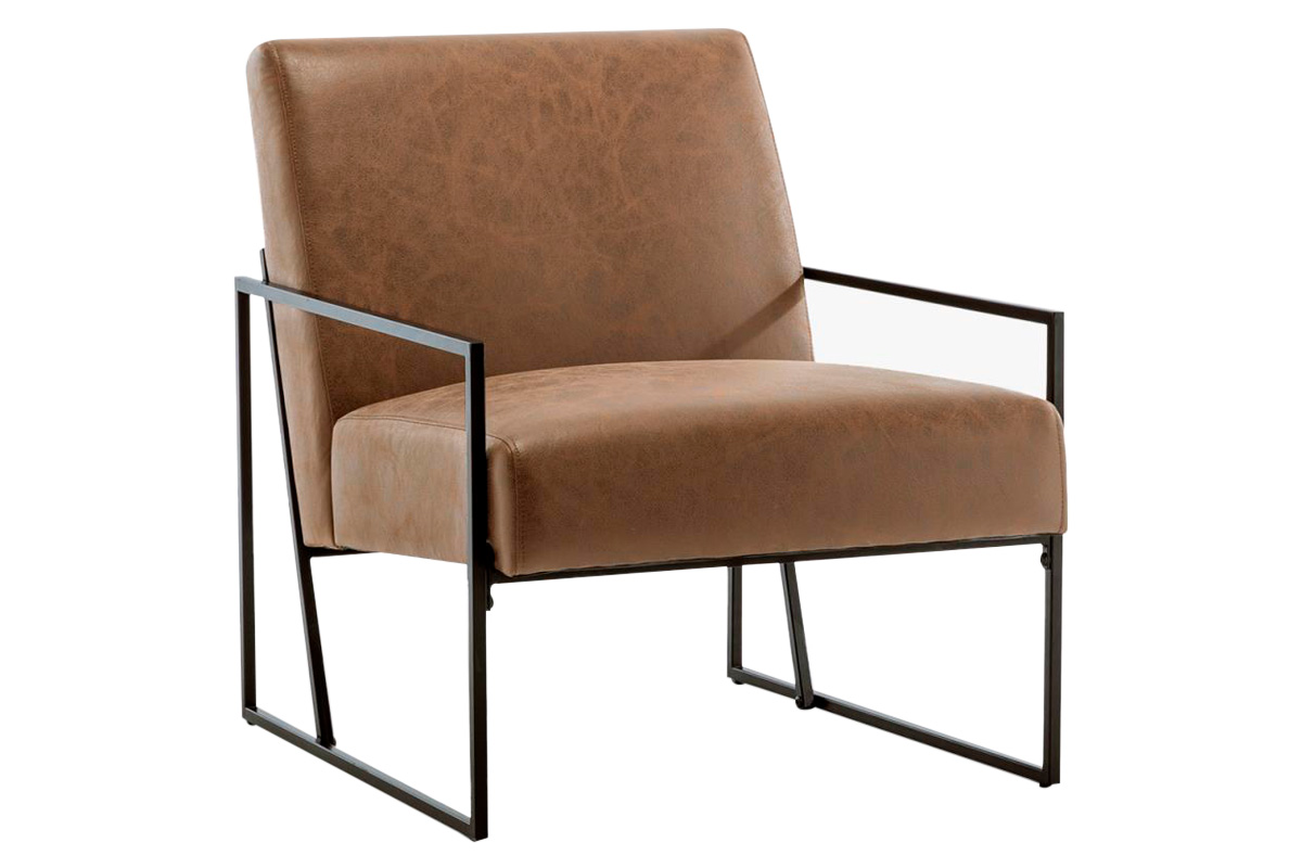 eLuxury - Modern Industrial Upholstered Accent Chair with Slanted Metal Base