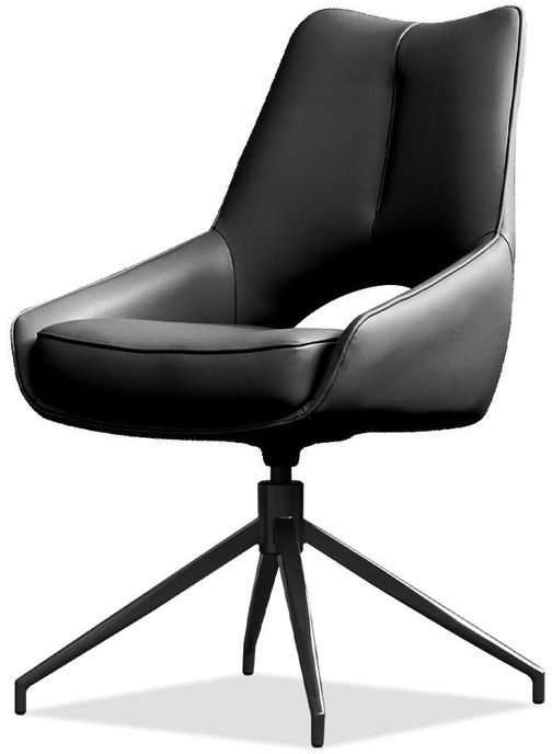 Mobital Sofia Dining Chair with Black Base - Onyx Black, Leatherette