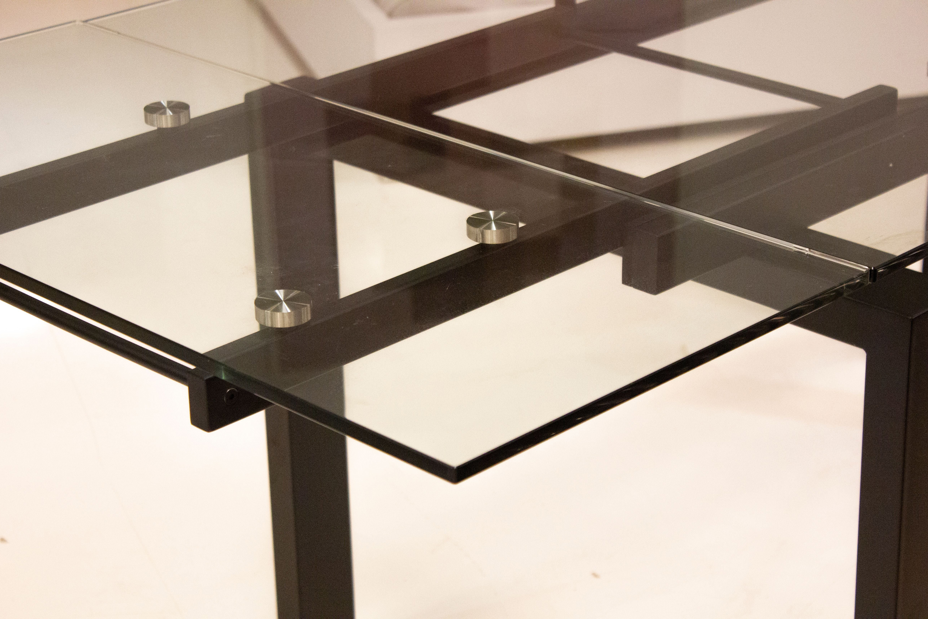 Mobital Cantro Dining Table - Black, Clear Tempered Glass
