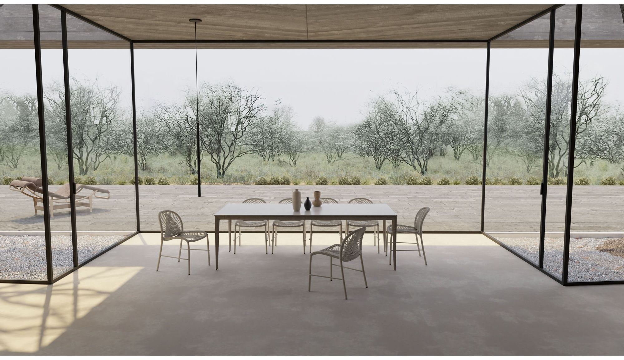 Mobital Cayman Indoor/Outdoor 94" Dining Table - Travertino