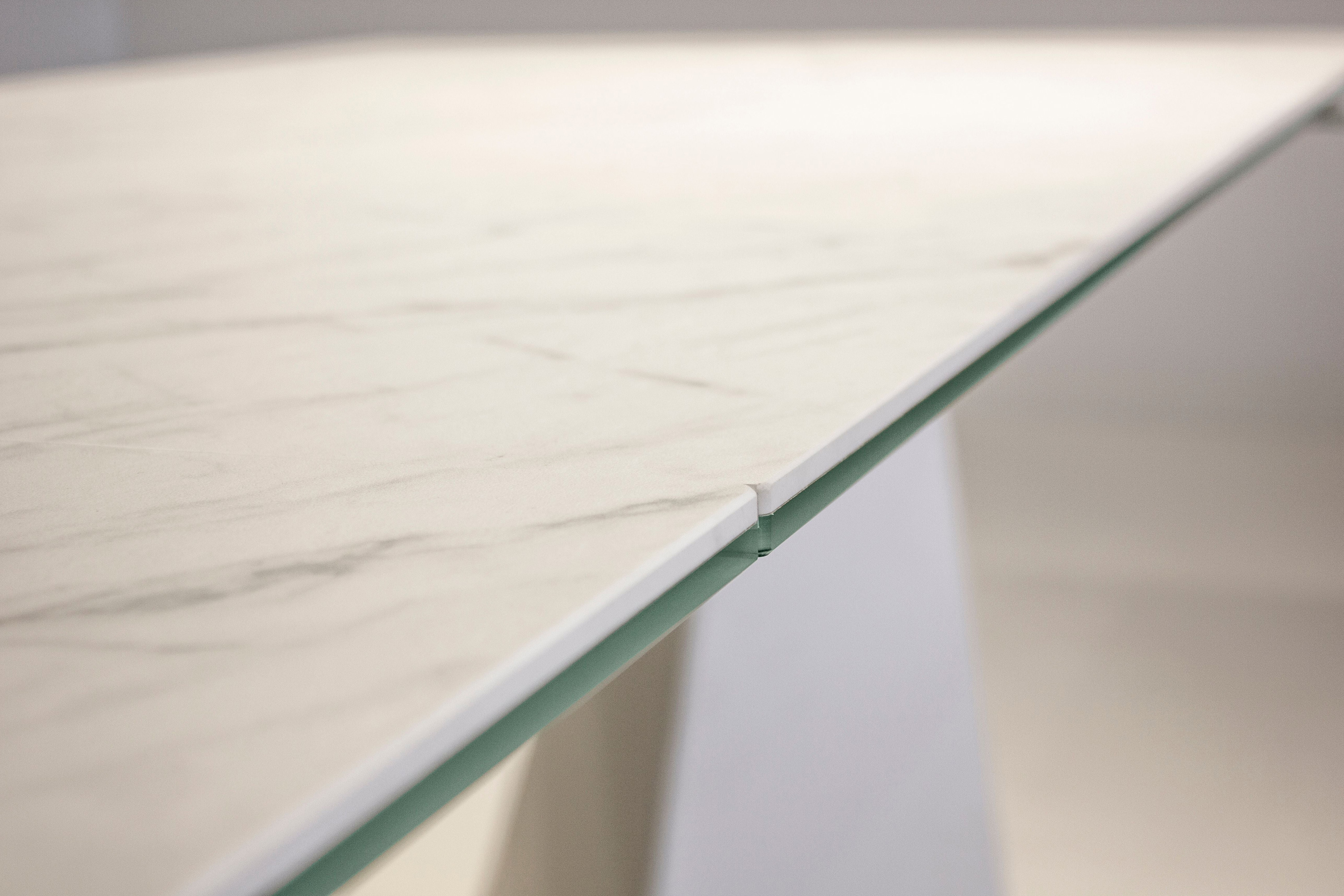 Mobital - Origami Dining Table with Double Extension in Carrera White, Ceramic