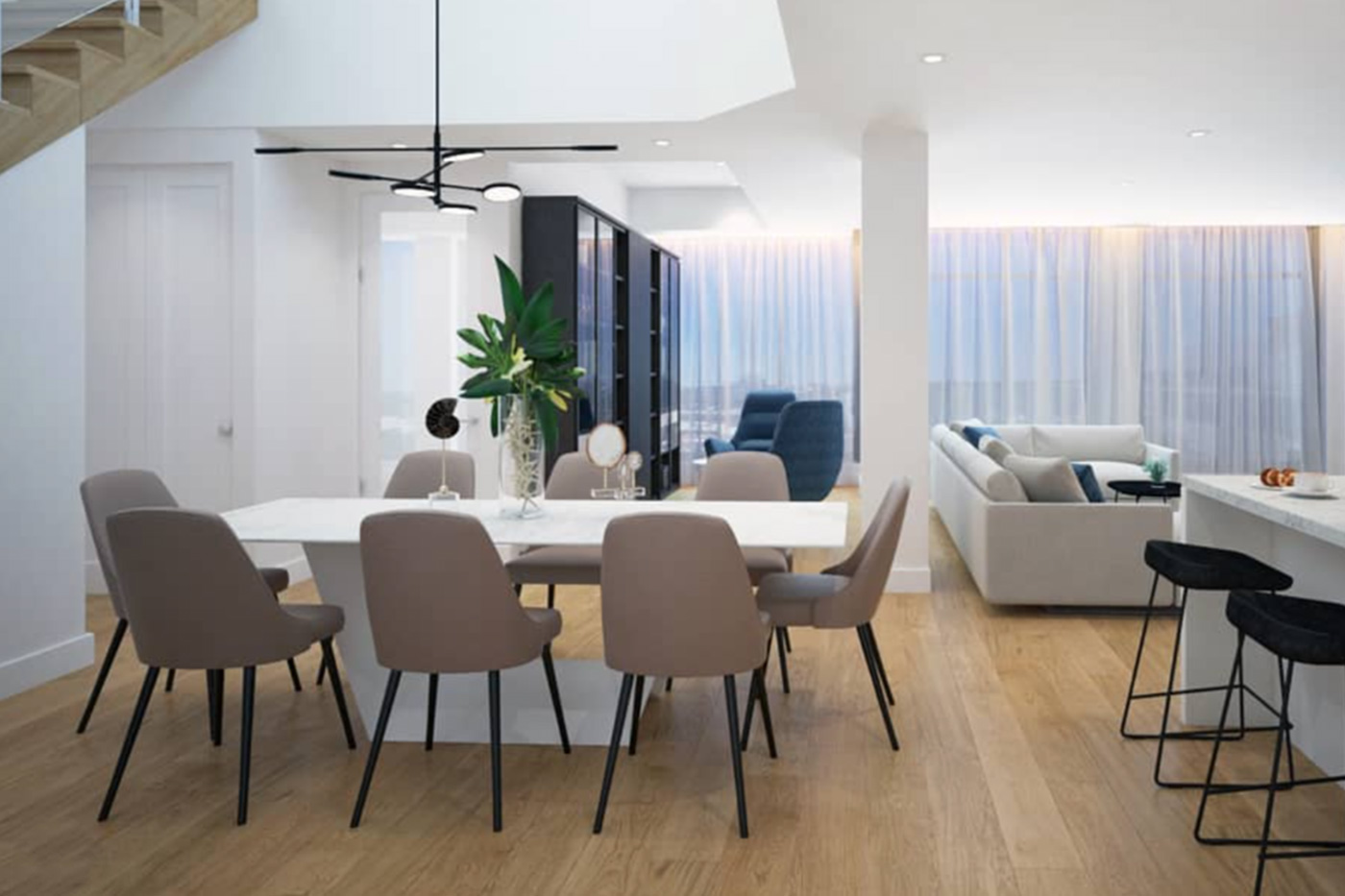 Mobital - Origami Dining Table with Double Extension in Carrera White, Ceramic