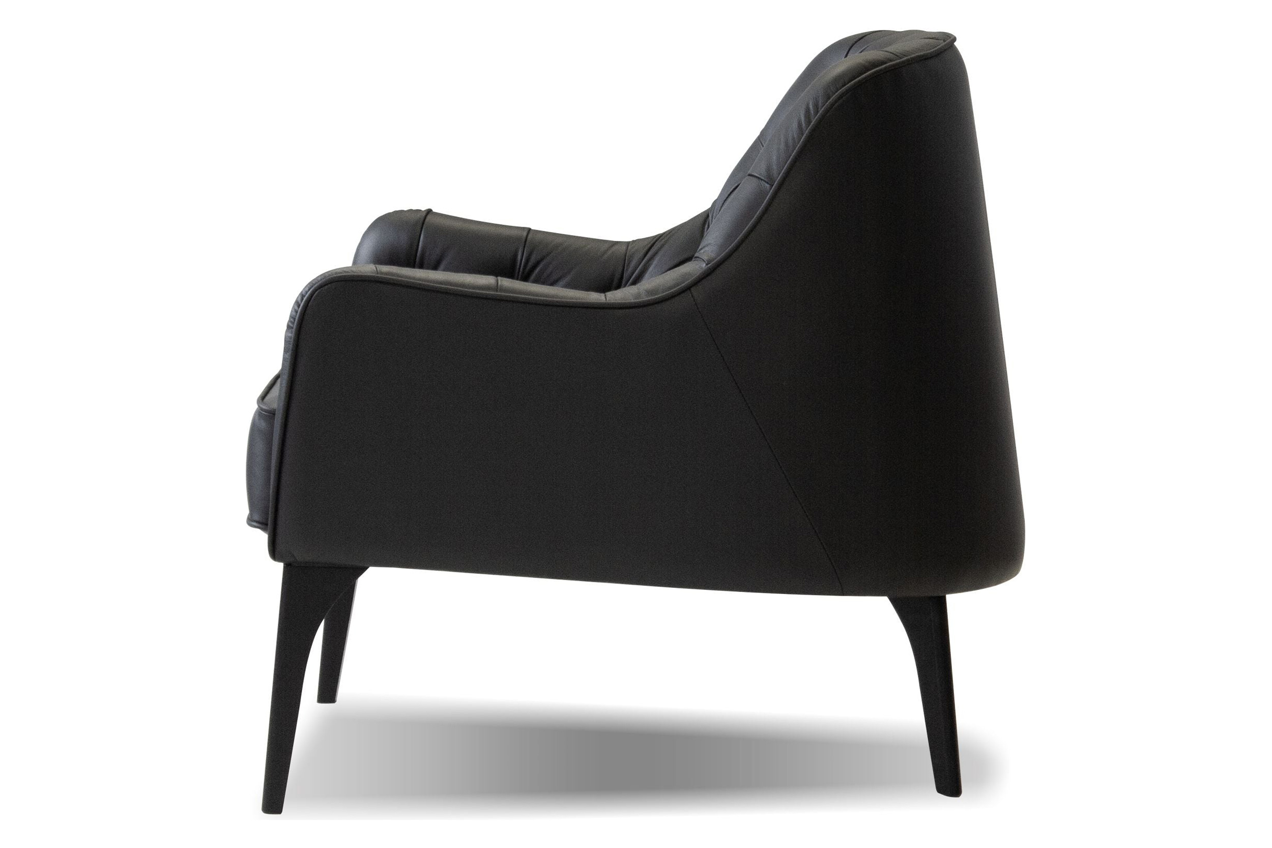 Mobital Ellington Flared Arms Solid Armchair - Black, Leather